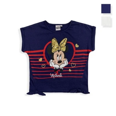 T-Shirt Disney Minnie Mouse Maglietta Maniche Courtes Maglia Fille Coton 5447 - Photo 1/4