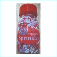 Valentine Sprinkles Bottle 2.82 oz – Red & Pink Heart Sugar Mix for Cakes & Cupc