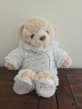 FAO Schwarz Brown Tan Teddy Bear 13 Plush Stuffed Animal Grey Hoodie Slippers
