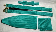 Vintage Men  s Formal 4 Piece Set, Bow Tie, Cumberbund, Suspenders, Pocket Square