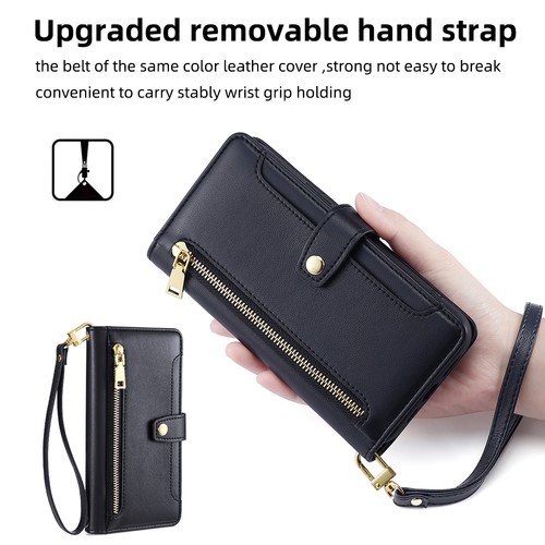 For iPhone 16 Pro Max 15 14 13 12 11 X 7 Zipper Wallet Flip Stand Crossbody Case - Picture 17 of 85