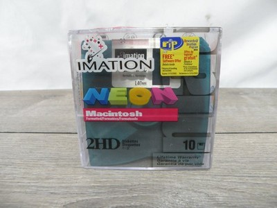 Imation Neon Macintosh Formatted 2HD Floppy Disk 3.5 in Multicolor Plastic Read
