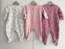 Baby Girls NEXT 0-3 Months Babygrow Sleepsuit Bundle Bears Spots Pink White