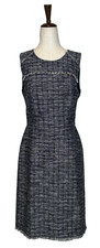 J Crew Womens Size 4 Tweed Fringe Sleeveless Sheath Dress Blue Lined