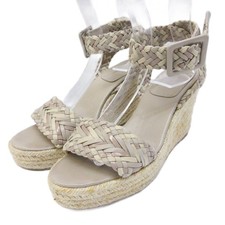 【shoes】HERMES Ines Espadrille Sandals Wedge Sole Platform Leather Braided