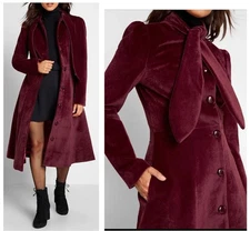 Modcloth x Collectif Luxury Lena Red Burgundy Velvet 50s Style Coat US 18 UK 22