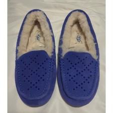 UGG Ansley Electric Blue Suede Rhinestone Perforated Slippers Women's 5 NWOT