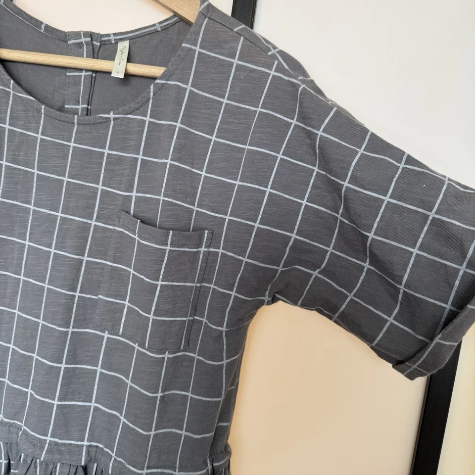 Rylee + Cru серый и белый чек макси платье хлопок Lagom Lagenlook богемное маленький - Изображение 4 из 4