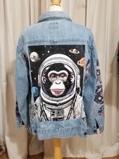 Vintage Special World Space Monkey Denim Jacket. Size Large 46"  Pit To Pit