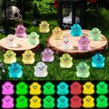 Vellibring 50pcs Halloween Mini Resin Ghost Figurines Glow in The Dark Cute M...