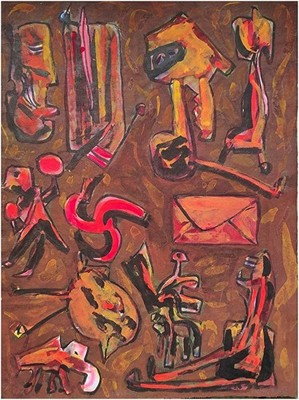 Frieder Heinze ''Riechen'' (1986)   Original Mischtechnik Leipziger Schule 56x42cm