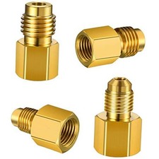 4 Pcs 6015 R134A Brass Refrigerant Tank Adapter to R1Fitting 1/Female to 1/4 2