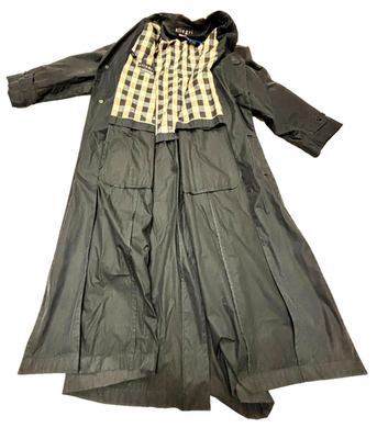 ALLEGRI Black Trench Coat Rain Jacket ITALY Men's LARGE L XL