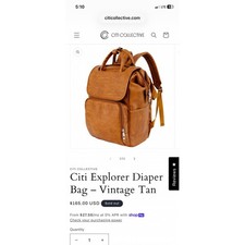 Citi Collective Citi Explorer Diaper Bag Vintage Tan Vegan Leather Backpack