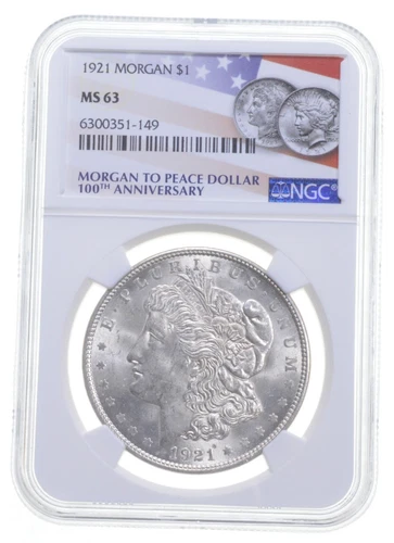 MS63 1921 Morgan Silver Dollar NGC 100th Aniv 2021 Label Philadelphia *4114