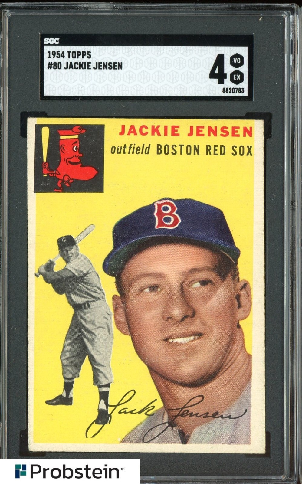 1954 Topps #80 Jackie Jensen Boston Red Sox SGC 4 VG EX