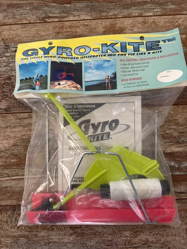 Gyro-Kite Vintage 1996 Wind Powered Gyroplane w/ Red Rotors- Sealed NOS