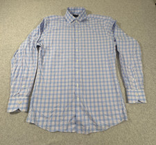 Proper Cloth Dress Shirt Mens 16.5 Blue Plaid Long Sleeve Breathable 100 Cotton