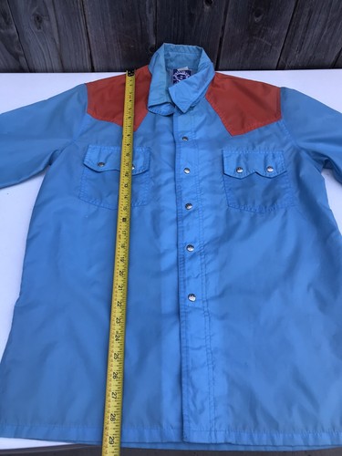 Vintage Skitique Nylon Windbreaker Mens Medium Red Blue 1970’s Snap Buttons - Picture 9 of 12