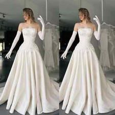 Beach Boho Satin Wedding Dresses Lace Appliques Sleeveless A Line Bridal Gowns