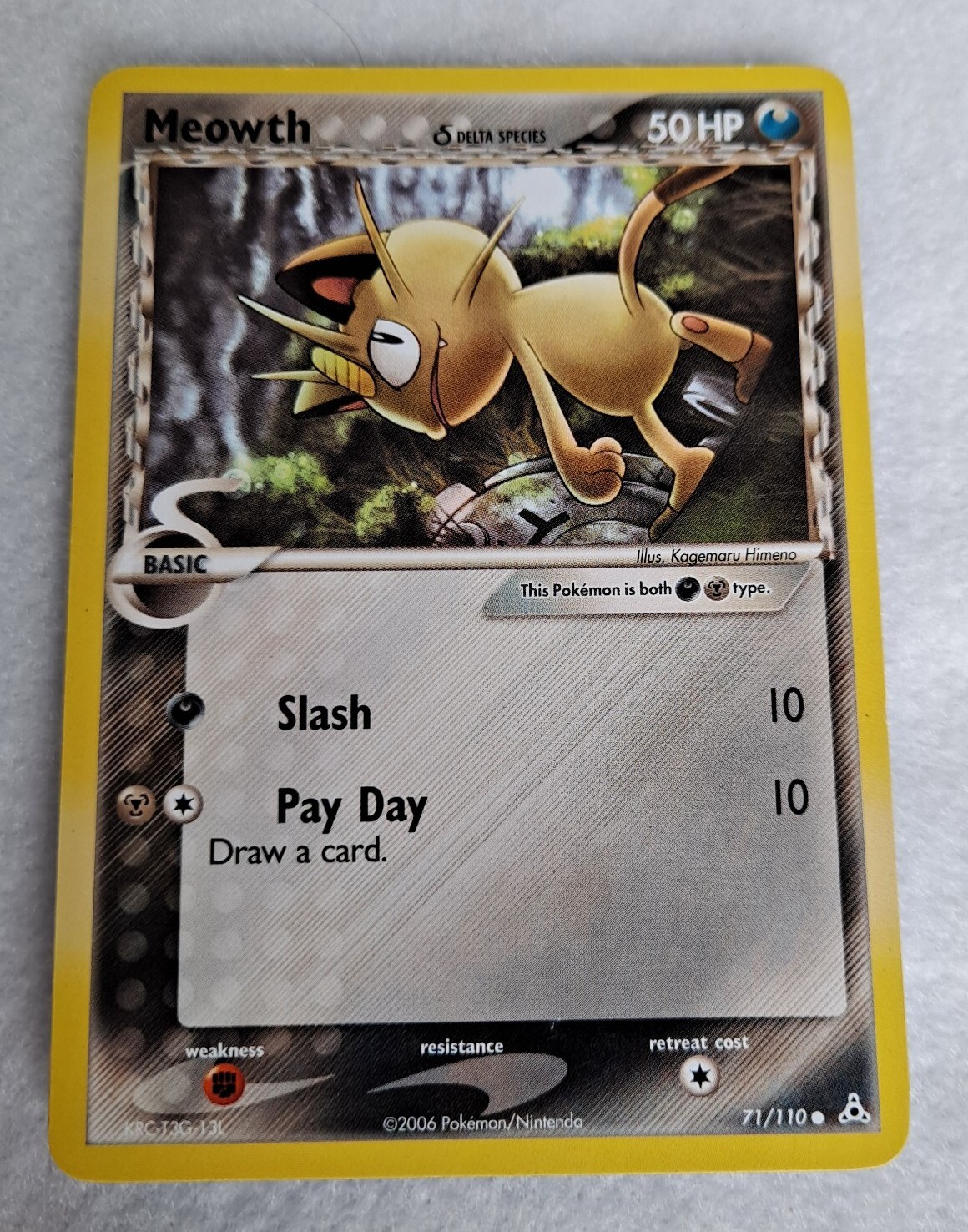 Meowth Pokemon Card Delta Species 50 HP 2006 71/110 Regular