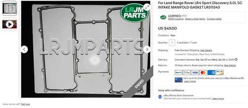 Junta del colector de admisión SC LR011343 para Land Range Rover LR4 Sport Discovery 5,0L SC - Imagen 2 de 2