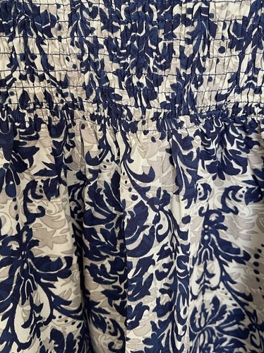 NWT Cupshe Dress Blue Damask Smocked Waist Mini Dress Shoulder Ties M - Picture 3 of 4