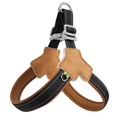 No Pull Dog Pet Harness Dogs Soft Leather Adjustable Reflective Control Vest 