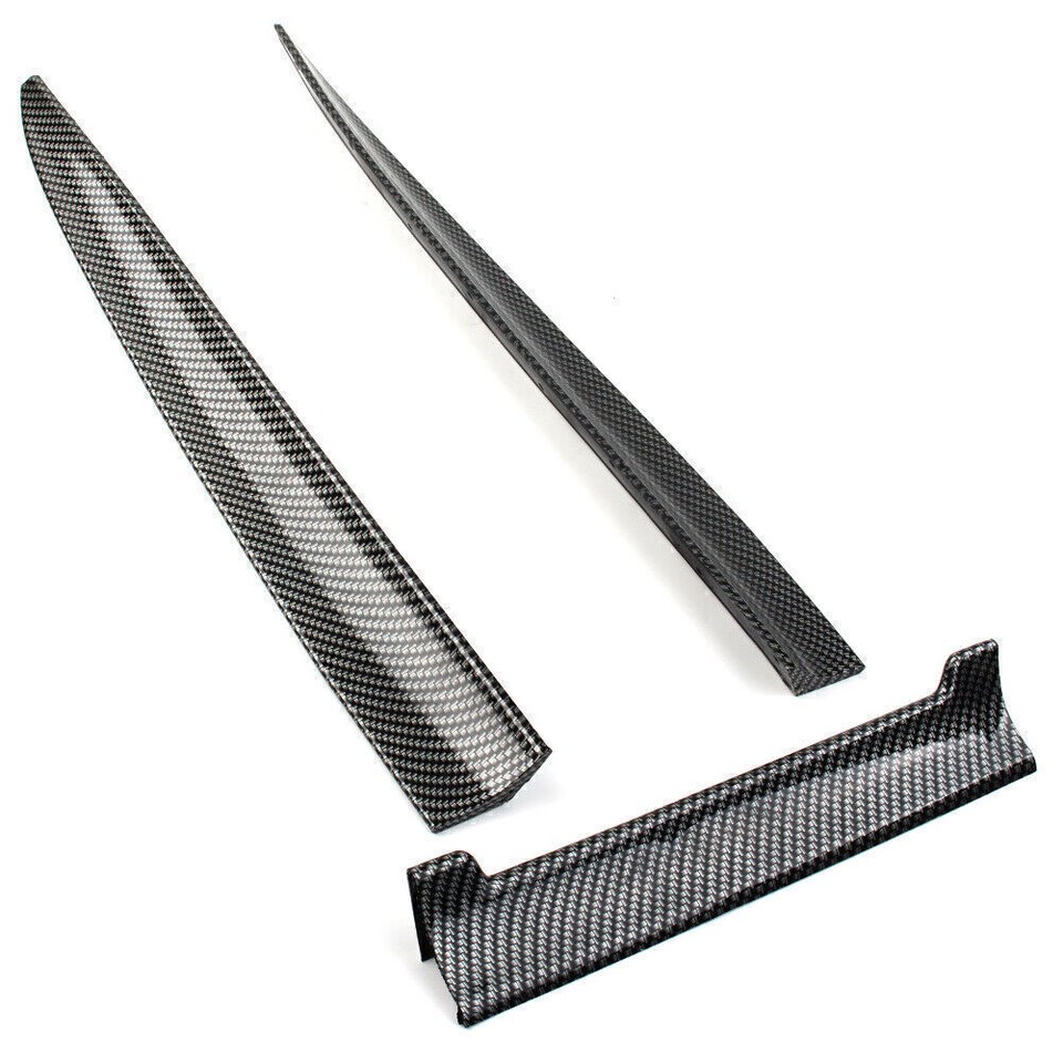 3 Pcs Carbon Fiber PVC Car Rear Wing Lip Spoiler Tail Trunk Roof Trim ...
