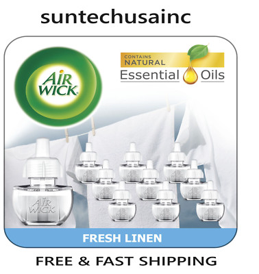 Air Wick Plug in Scented Oil Refill, 10ct, Fresh Linen, Air Freshener,Essential