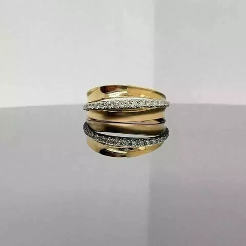Damen Verlobungsring 14K Gelbgold vergoldet 1Ct Rundschliff Lab Created Diamant - Bild 5 von 5