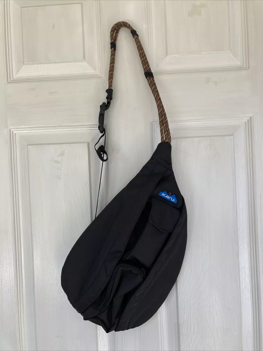 Kavu mini Rope Sling Bag Crossbody Purse Backpack Jet Black NWT never used