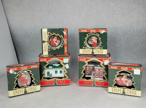 Lot Of 6 90's Vintage NIB Coca Cola Trim a Tree Collection Ornaments Christmas