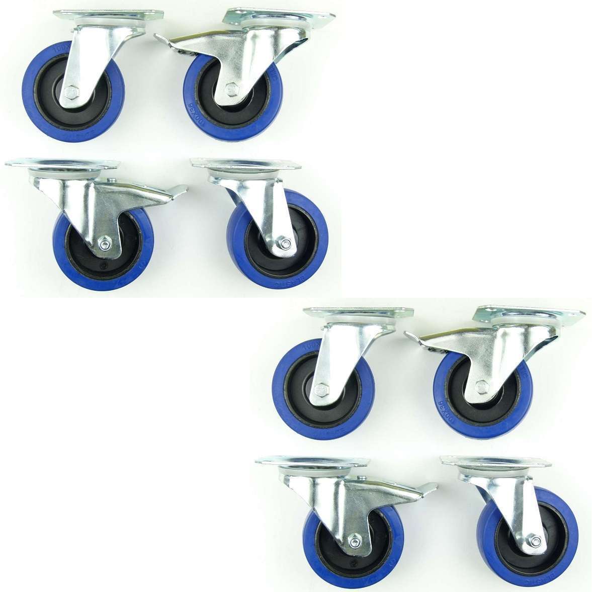 Blue Wheels Lenkrolle mit Feststeller 100 mm Elastik