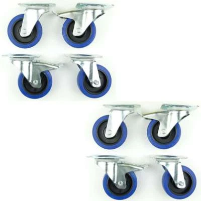 2 Sets 100 mm SL 180kg p.R Lenkrollen m/o Feststeller Blue Wheel Transportrollen
