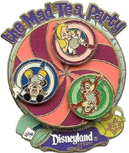 Disney Alice in Wonderland Mad Tea Party Spinner Chip & Dale Disneyland pin