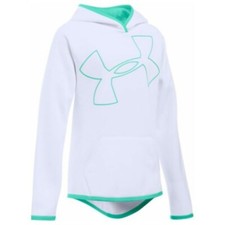 Under Armour Girl  s White Armour Fleece Jumbo Logo Hoodie-Our Price: 25.95