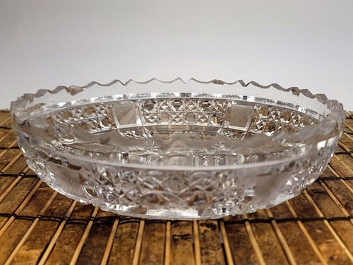 Vintage ABP Antique American Brilliant Cut Glass Round Flower Serving Dish 8" - Picture 6 of 20