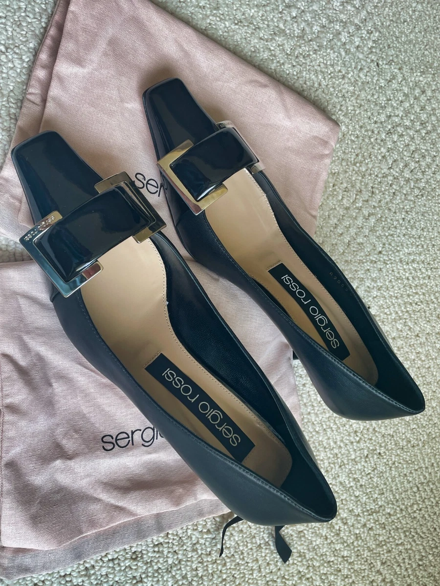Sergio Rossi Sr Twenty Buckled Leather Pump Women's Black – Size 37.5 or US 7.5