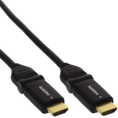 InLine  HDMI-HS Kabel m. Eth., ST/ST, verg. Kon., schwarz, flex. Winkelst., 2m