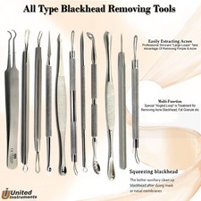 Range Of Blackhead Remover Extractors Tweezers Comedone Acne Spot Popper Pin