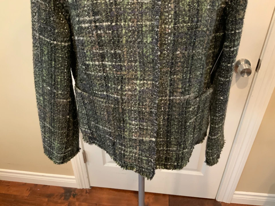 Jaqueta xadrez de tweed Brooks Brothers verde e preta lã cintilante, tamanho 16 - Imagem 3 de 4
