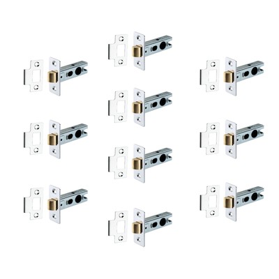 Rohr-Einsteckriegel (63 mm) 10er Pack vernickelt innen gefedert Türschnäpper