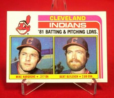 Indians Batting And Pitching Leaders 1982 Baseball Card TOPPS #559 EX-MT