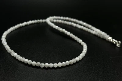 50 cm Facettierte Mondstein Edelstein Kette / 2,5-3 mm / Silber ( AL-52) - Bild 1 von 3