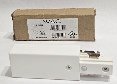 WAC LIGHTING J TRACK 2-CIRCUIT LIVE END CONNECTOR, WHITE - J2-LE-WT