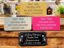 Engraved Name Plate, Custom Shape & Size, Memorial, Trophy, Sign, Urn plaque
