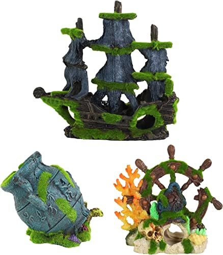  Aqua-Flora Aquarium Living Resin Decorations with Embedded Glosso Plant 