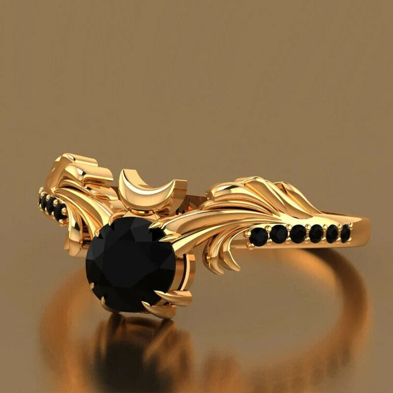 2Ct Round Black Diamond Women's Unique Engagement Ring 14K Yellow Gold Finish - Image 3 of 4