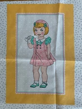 Vintage doll fabric (rare 7.5” x 11”) doll is 7.5”